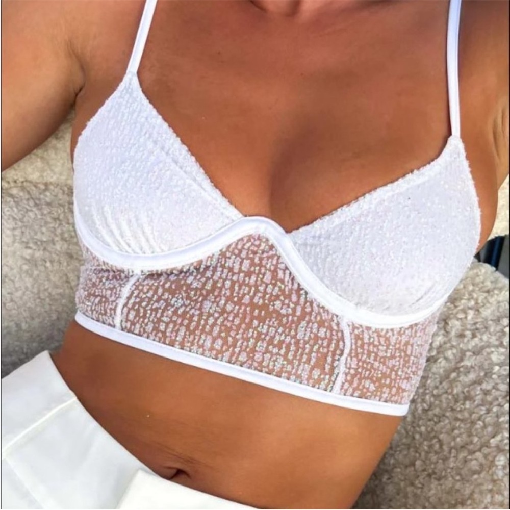 Starman White Sparkle Bralette Beginning Boutique WITH TAGS